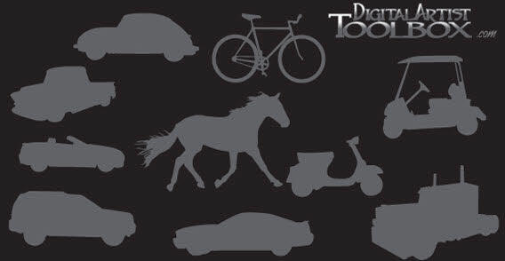 10 transportation silhouettes