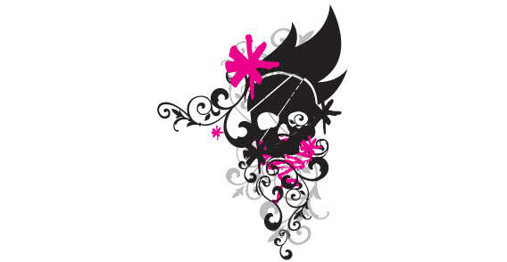 Skull with Floral Vector