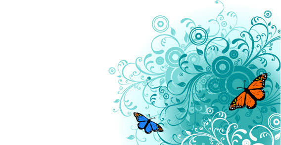 Flowers and Butterfly Free Vector Graphics