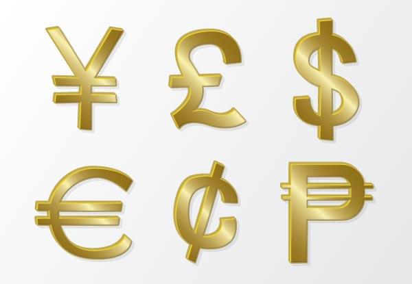 Free Vector Golden Currency Symbols