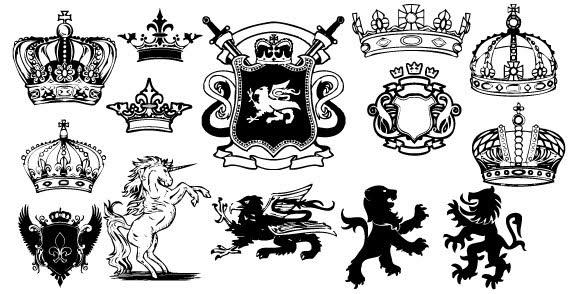 Unicorn, Lion Heraldic Coat of Arms Vector