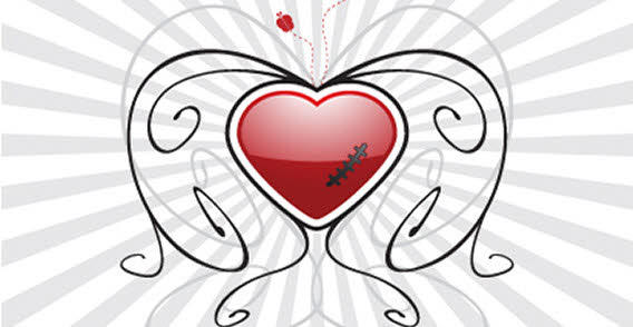 Red Valentine’s Heart with Floral Sunburst Background