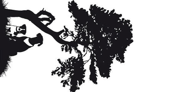 Dogs Sitting Under a Tree Silhouette Vector