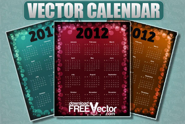 Free Vector Calendar for 2012