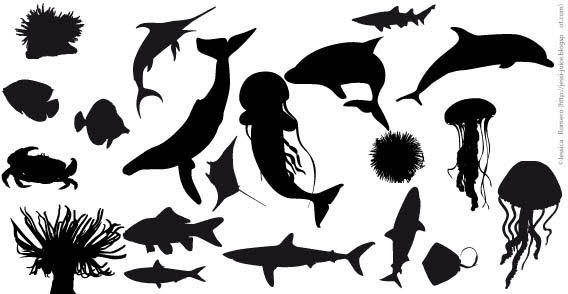 Fish Silhouettes Vector