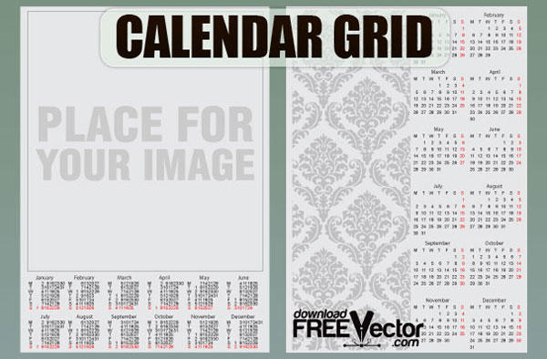 Free Vector Calendar Grid Template
