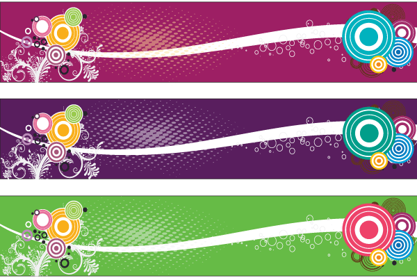 Three Colorful Banner Free Vector Design
