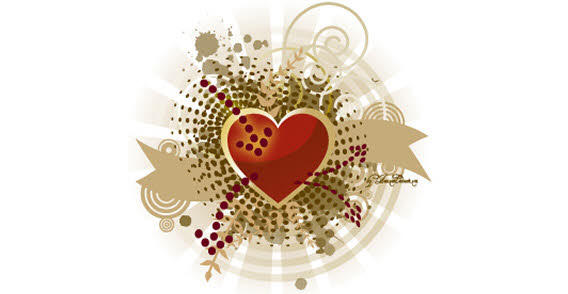 Halftone Illustrator Background with Red Heart