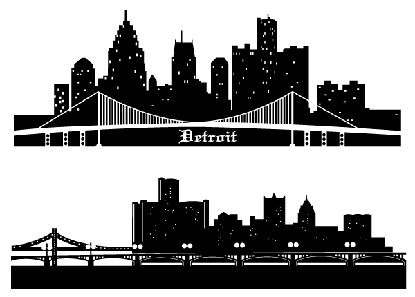 Detroit Skyline Vector Silhouettes Free