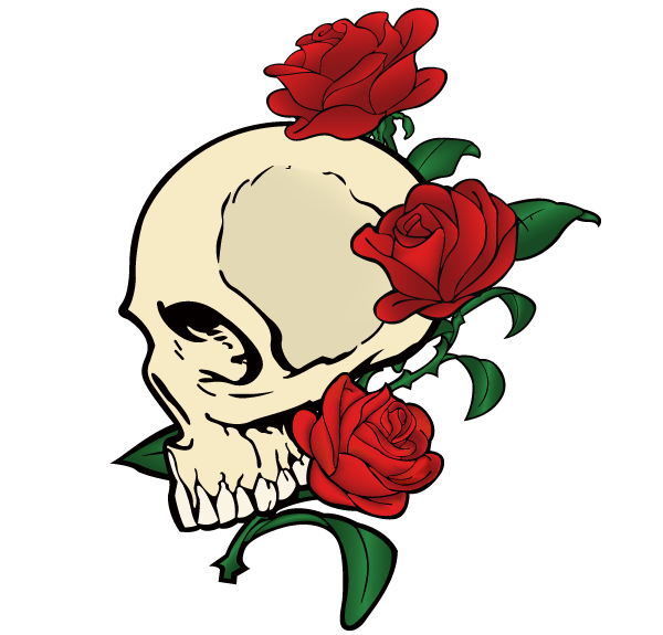 Skull with Roses Vector Free