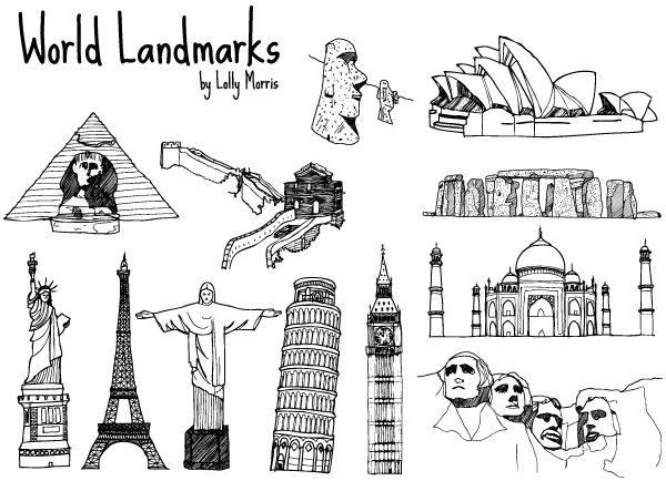 Free Hand Drawn World Landmark Vectors