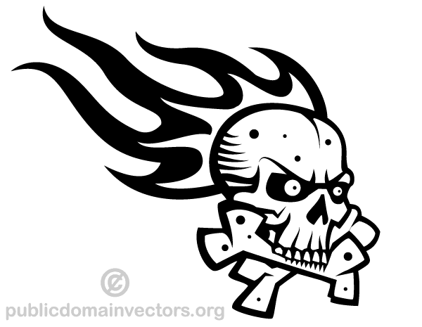 Skull with Flame Vector Graphics