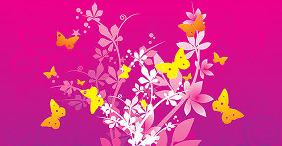 Flowers and Butterflies Vector