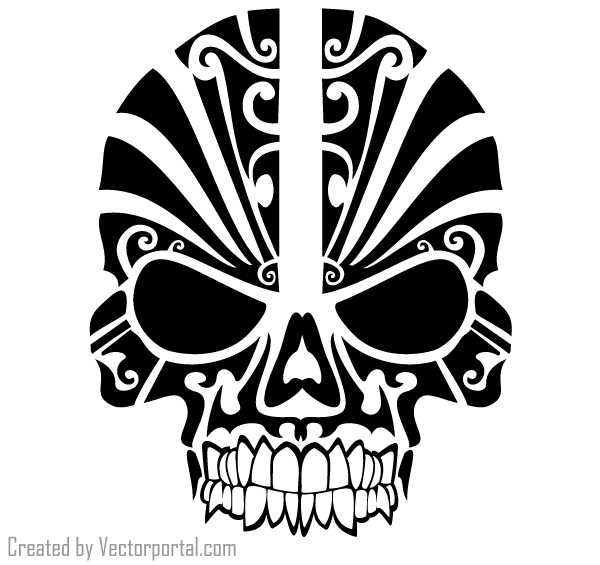 Tribal Skull Tattoo Design Vector
