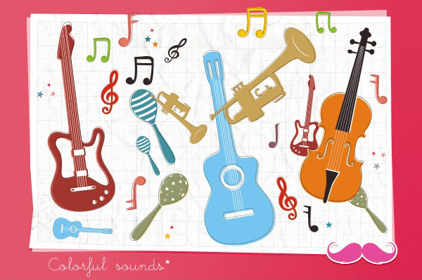 Free Vector Musical Instruments and Music Notes