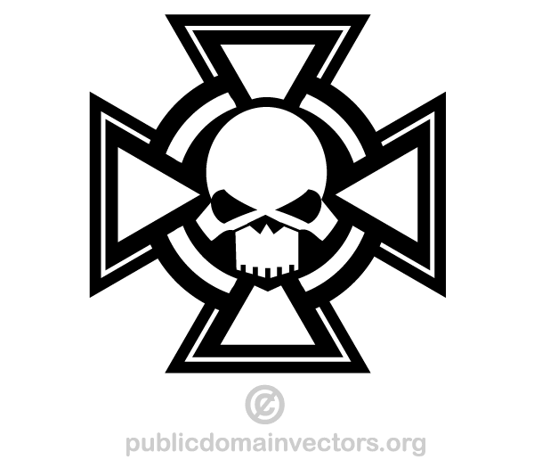 Skull with Cross Vector Clip Art