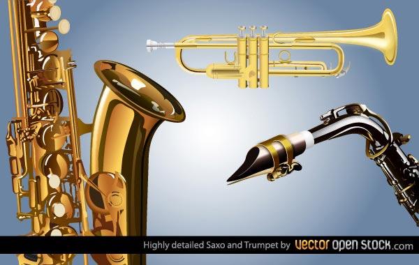 Free Saxophone and Trumpet Vector Image