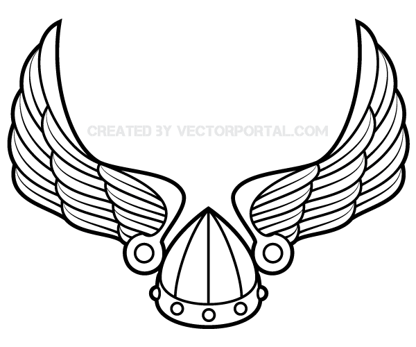 Winged Viking Helmet Vector Art
