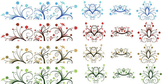 Free Vector – Curly Leaf Ornaments