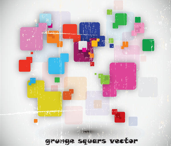 Colorful Grunge Squars Vector Free Background
