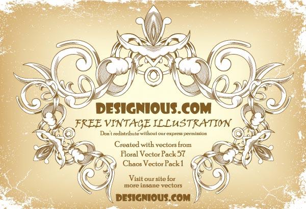Free Vintage Floral Frame Vector