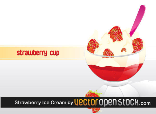 Strawberry Ice Cream Vector Illustration