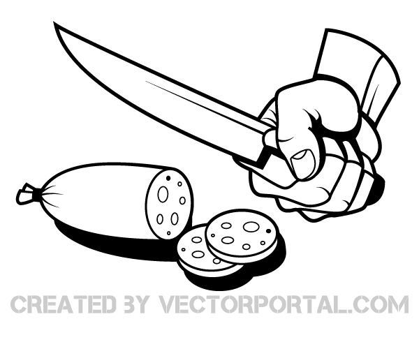 Hand Slicing Fruit Clip Art