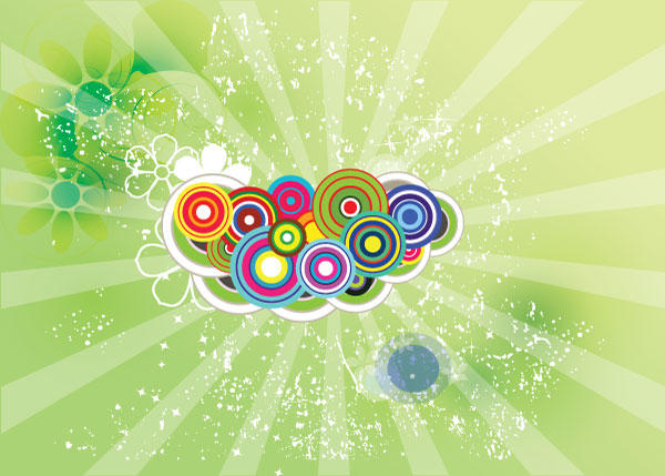 Green Background with Sunburst Vector