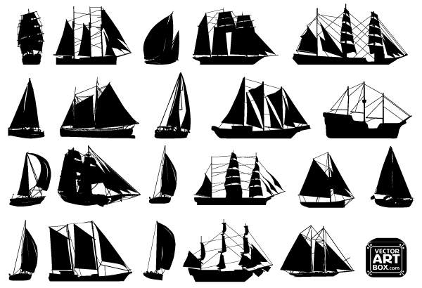 Free Vector Sailboat Silhouettes