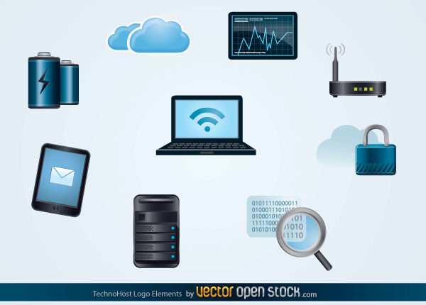 Techno Host Logo Elements Vector Free