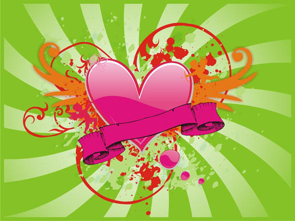 Heart with wings and banner