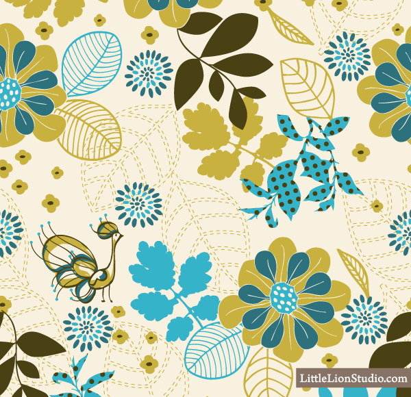 Peacock Vanity – Free Seamless Floral Pattern