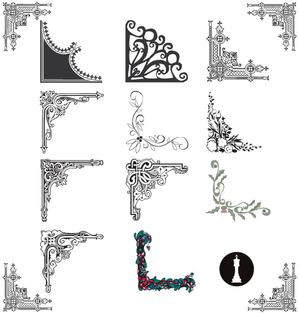 Flower Corner Border Designs Vector Free