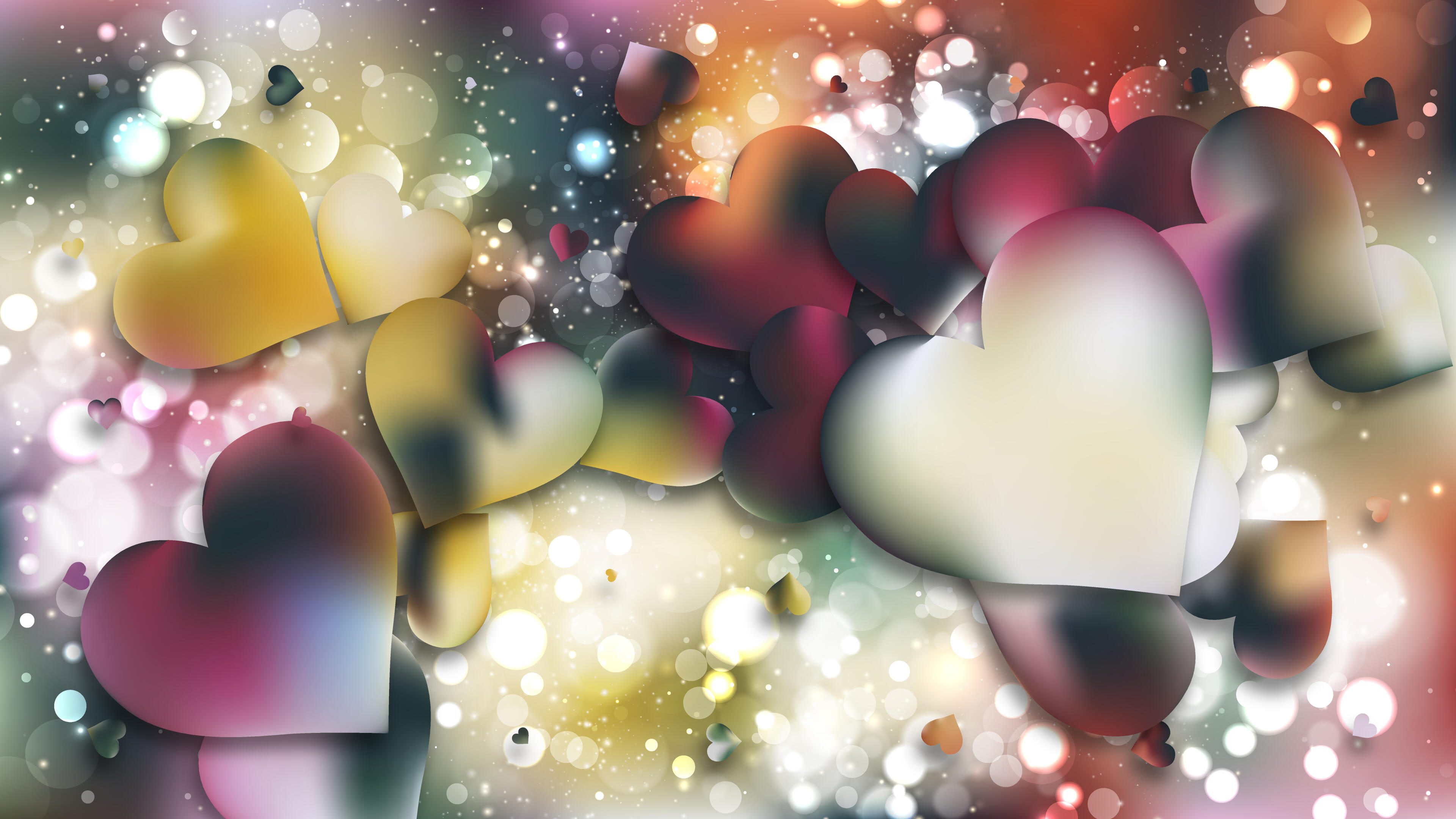 Dark Color Heart Wallpaper Background Vector Illustration