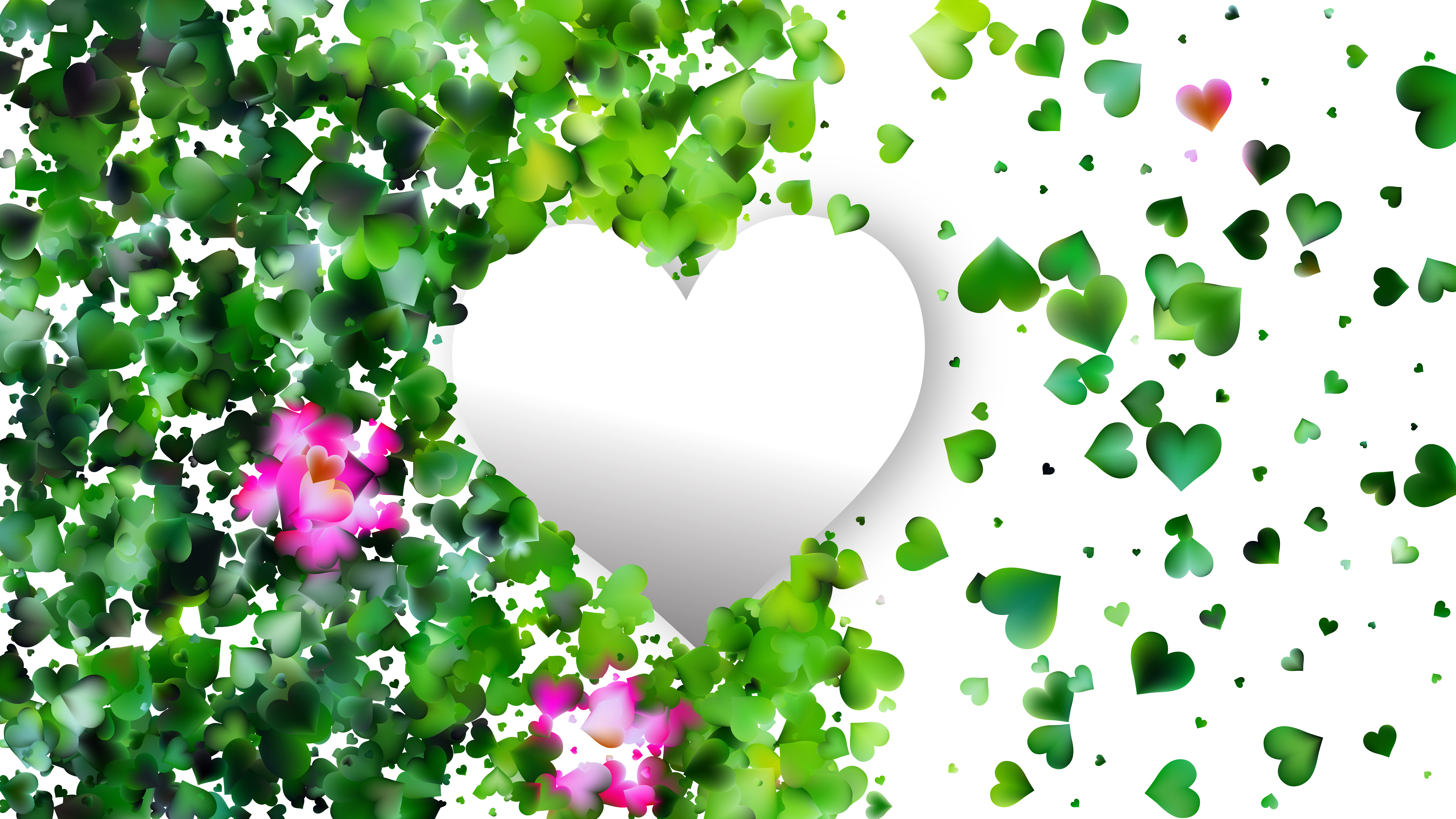 Free Green and White Heart Background Graphic