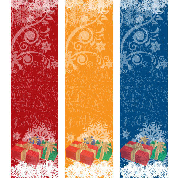 Free Christmas Vector Banners with Gift Boxes