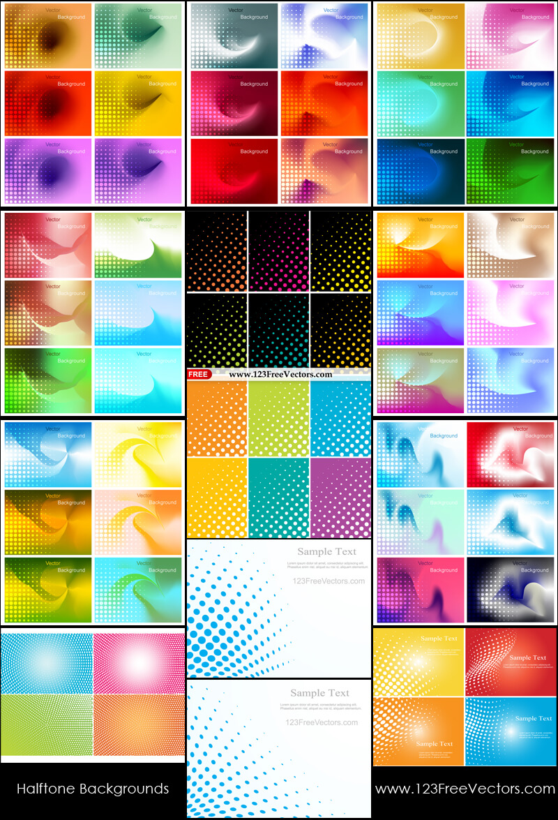 Free Colorful Halftone Background Illustrator Pack