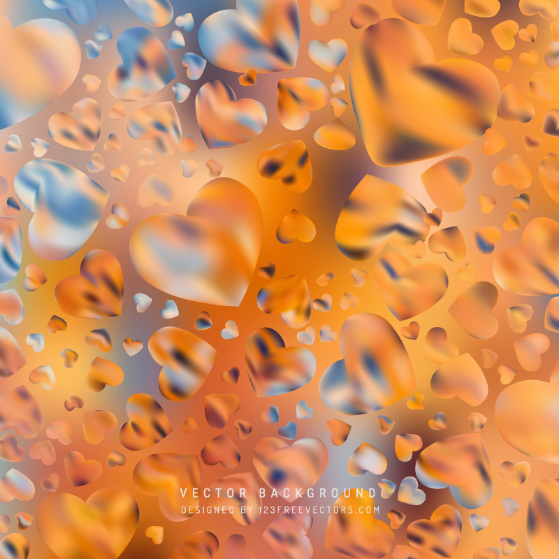 Romantic Blue Orange Hearts Background