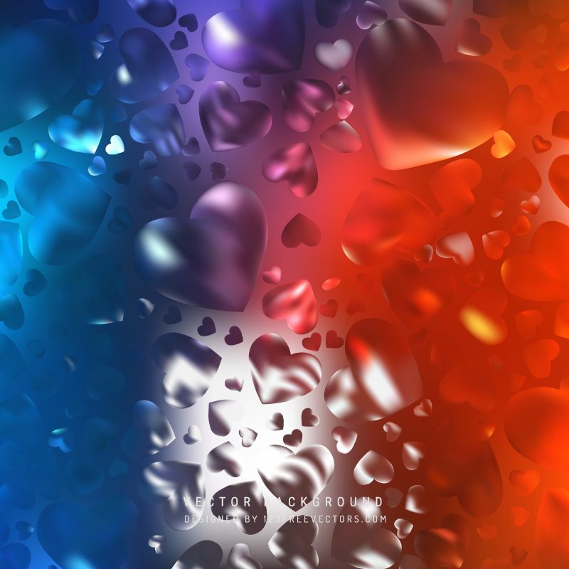 Blue Red Valentine Heart Background