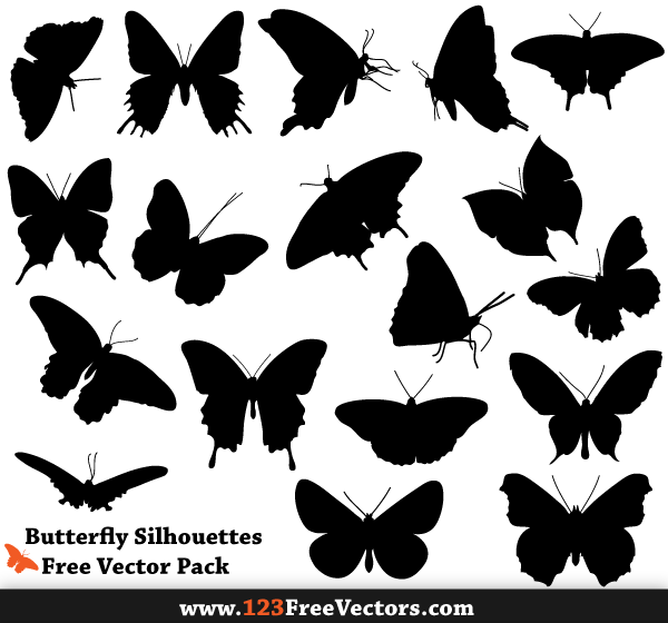 Free Butterfly Silhouette Vector Pack