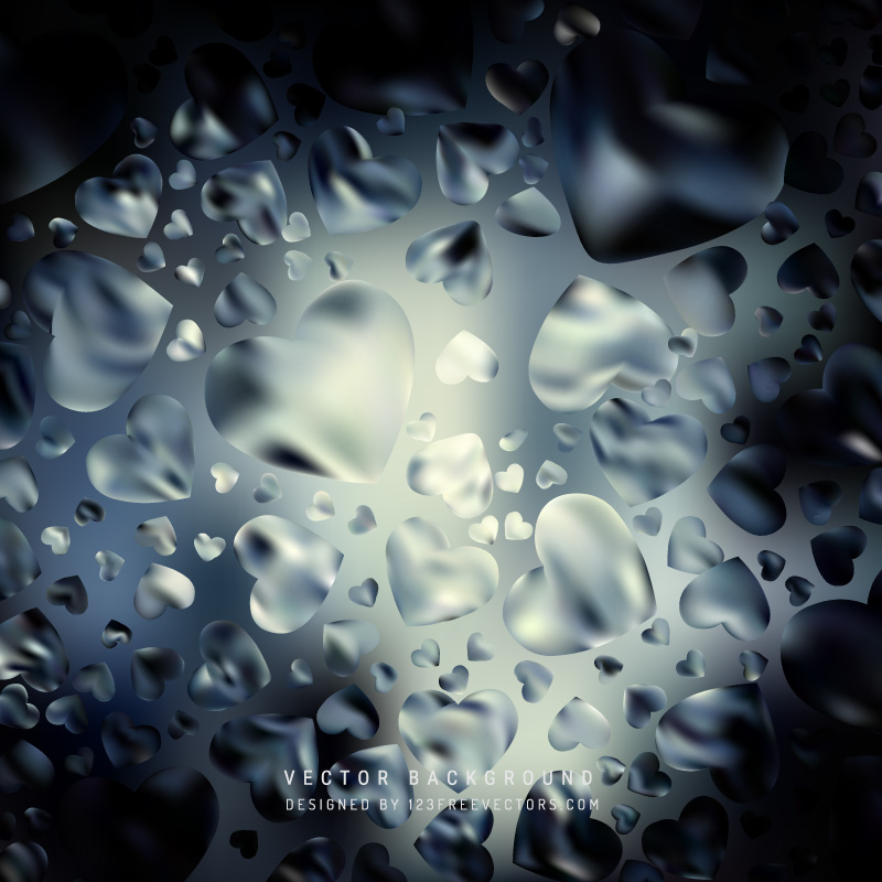 Abstract Blue Black Valentine Heart Background
