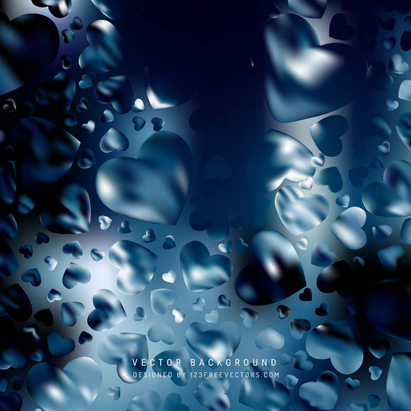 Abstract Blue Black Love Heart Background