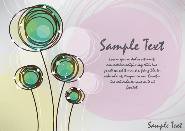 Doodle Flowers Card Design Background Vector Free