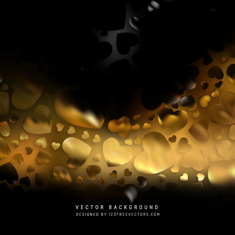 Abstract Black Gold Love Heart Background