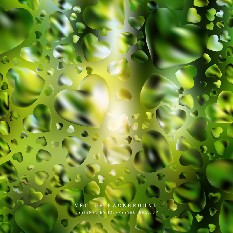 Yellow Green Loving Heart Valentine Background