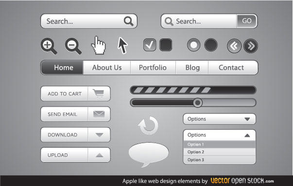 Apple like Web Design Elements Vector