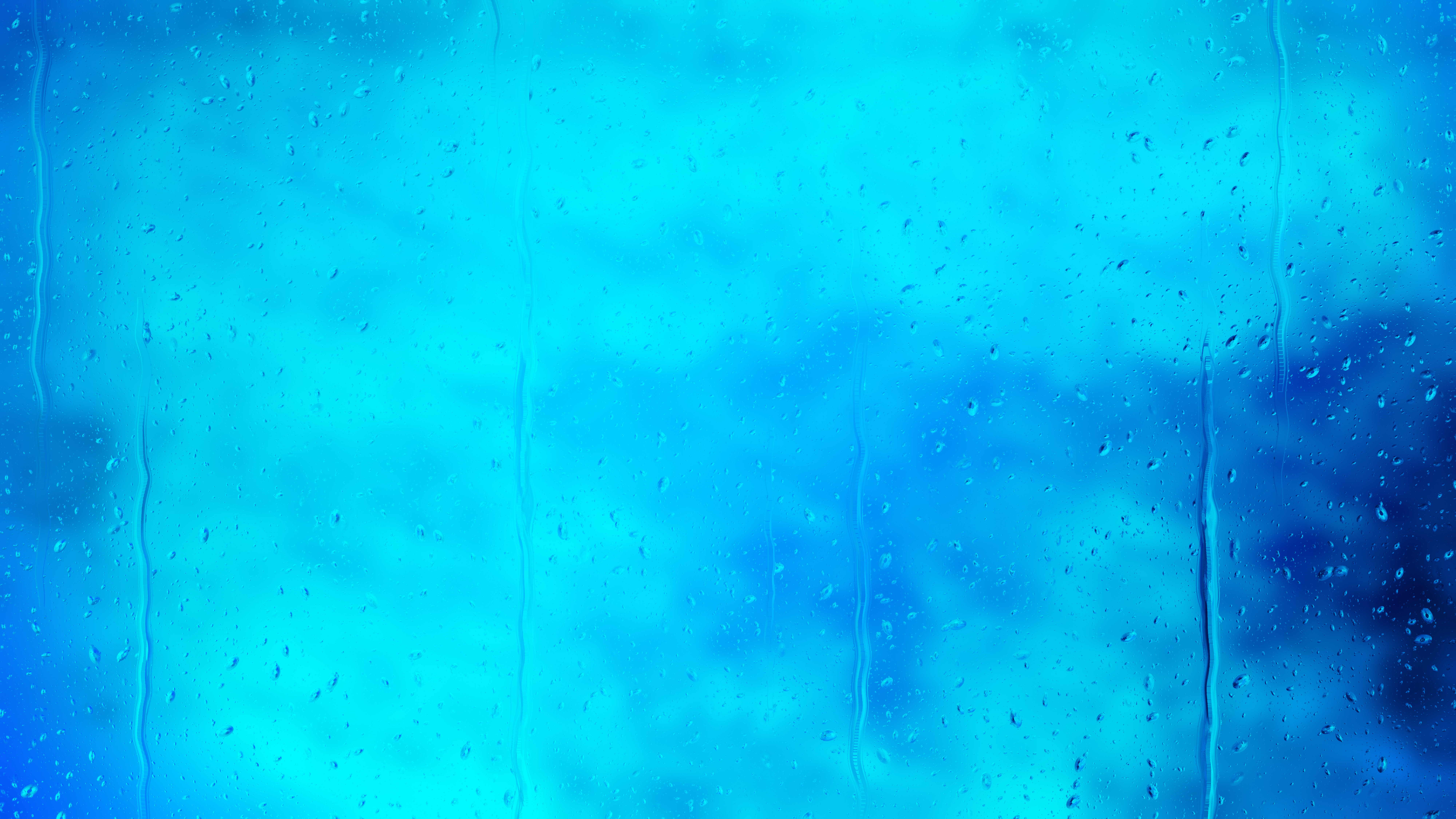 Free Water Drops On Bright Blue Background