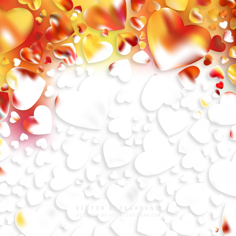 Abstract Valentines Day White Orange Heart Background