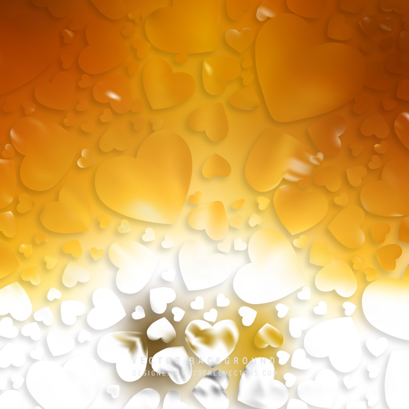 Abstract White Orange Heart Background