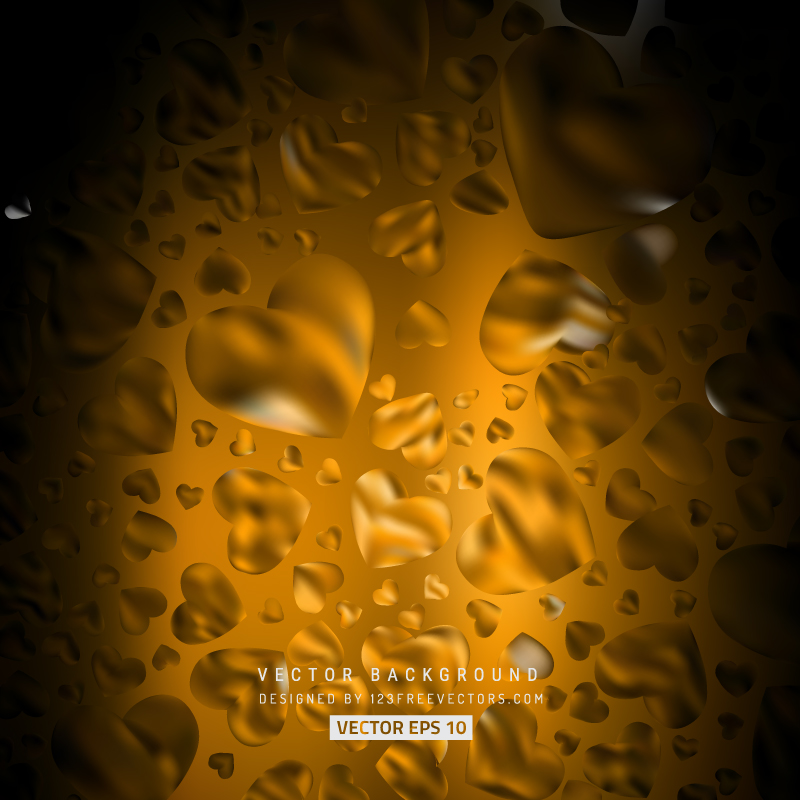 Abstract Black Orange Loving Heart Valentine Background
